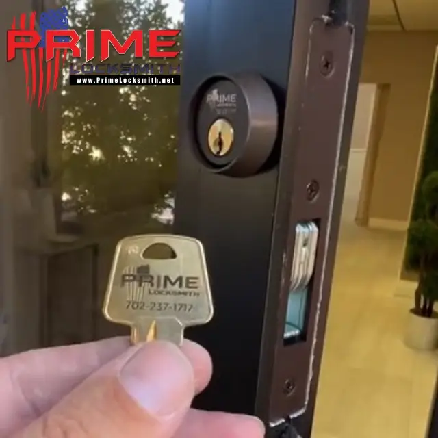 Installation of additional narrow lock on commercial door for extra security Additional Narrow Lock Installation on Commercial Door locksmith video in Las Vegas, NV
